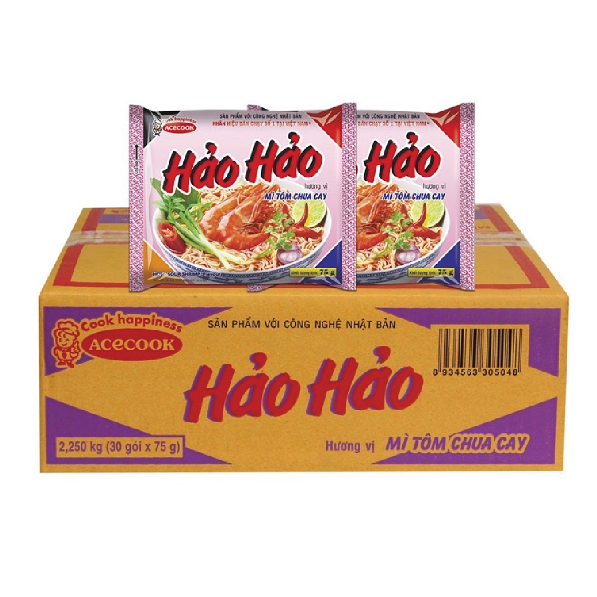 Thùng 30 gói mì Hảo Hảo chua cay thơm ngon