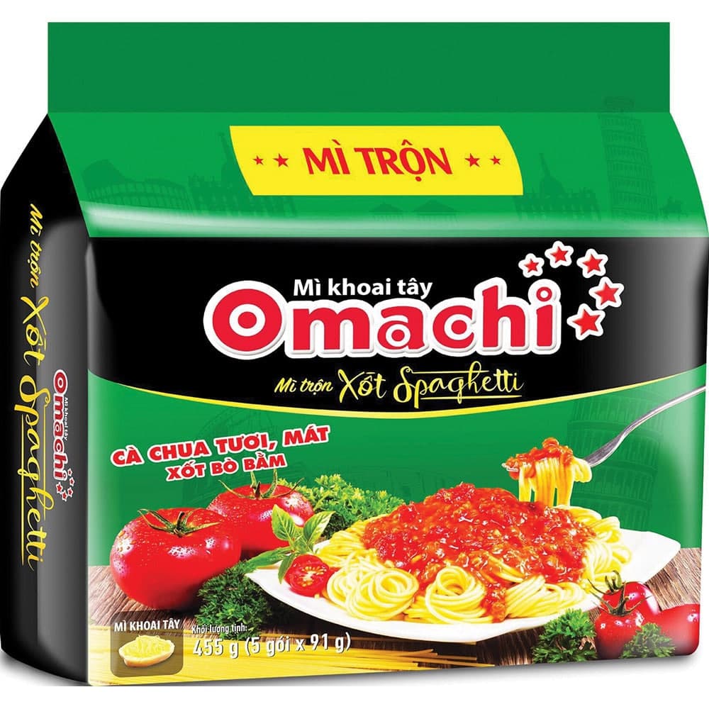 BỊCH MÌ OMACHI SPAGHETTY BÒ 5 GÓI *91G