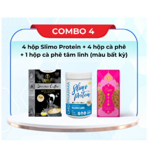 Combo 4: 4 hộp bữa ăn dinh dưỡng Slimo protein + 4 hộp cà phê + 1 cà phê sầu riêng tâm linh